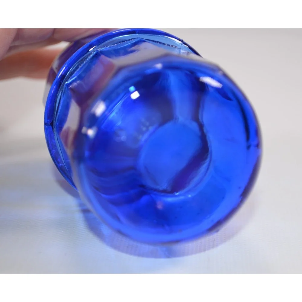 Vintage Cobalt Blue Hoosier Mission Style Ribbed Spice Shaker‎ Rack Jar